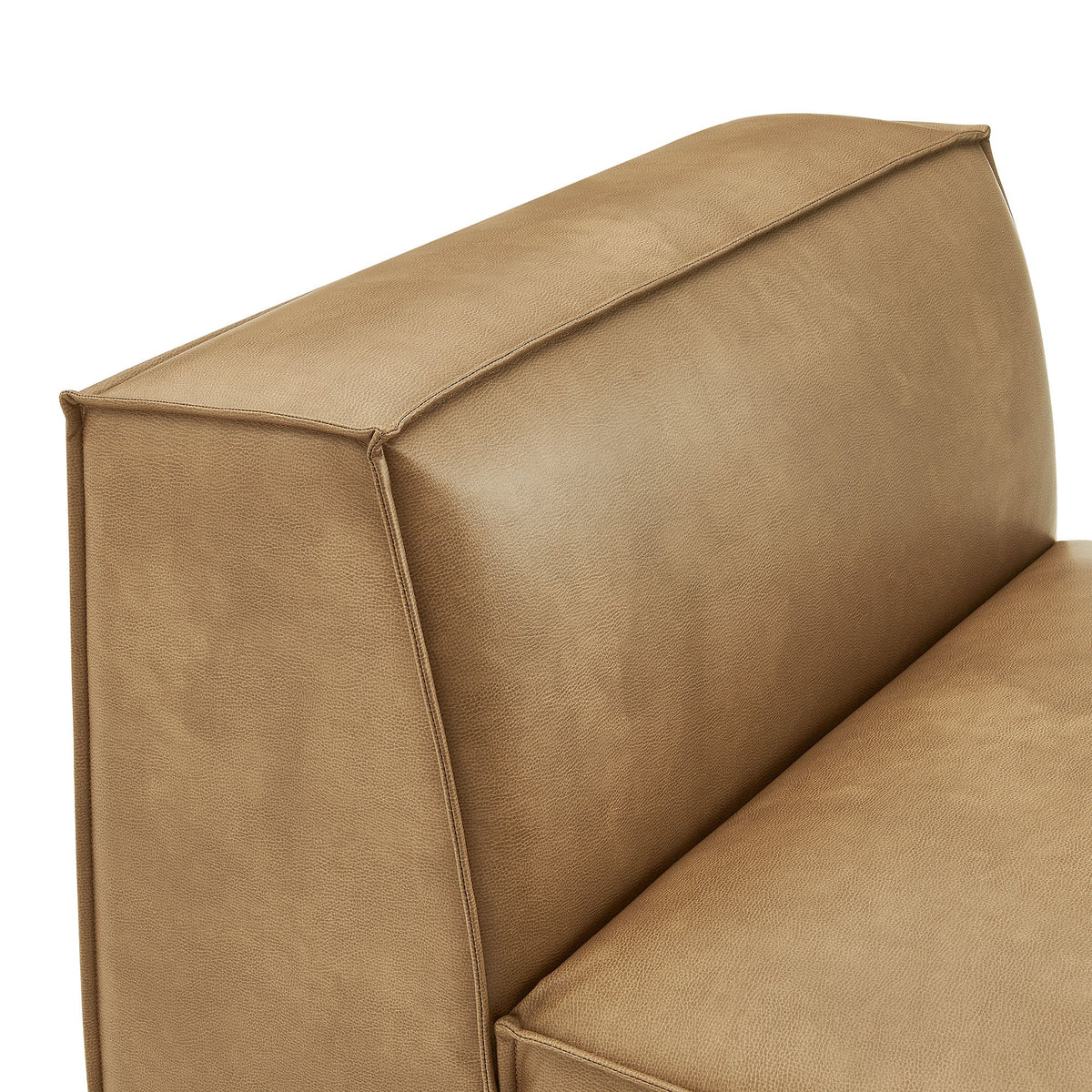 Restore vegan leather armless modular chair in tan with visible stitching by Modway on Tampa Home & Garden Store