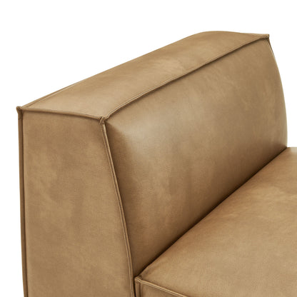 Restore vegan leather armless modular chair in tan with visible stitching by Modway on Tampa Home & Garden Store