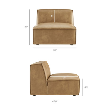 Restore vegan leather armless modular chair tan upholstery with cushioned seat by Modway on Tampa Home & Garden Store