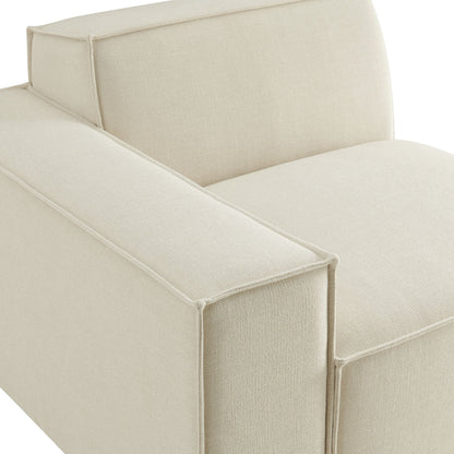 Left-facing modular lounge chair in beige performance fabric with piped edges by Modway on Tampa Home & Garden Store
