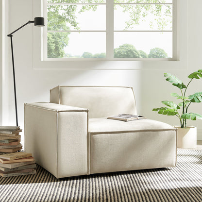 Left-facing modular lounge chair in beige Restore performance fabric by Modway in a bright living room on Tampa Home & Garden Store