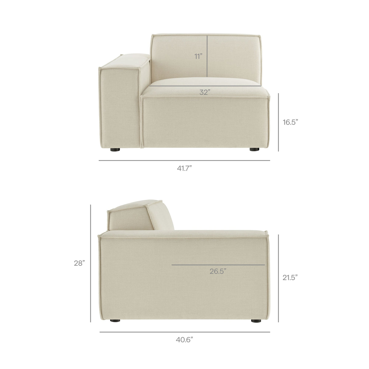 Restore Performance Fabric Upholstered Left-Facing Modular Lounge Chair beige fabric by Modway on Tampa Home & Garden Store