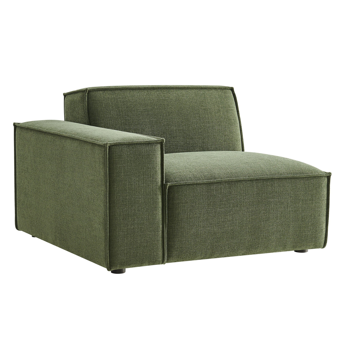 Left-facing modular lounge chair in olive green Restore Performance fabric by Modway on Tampa Home & Garden Store