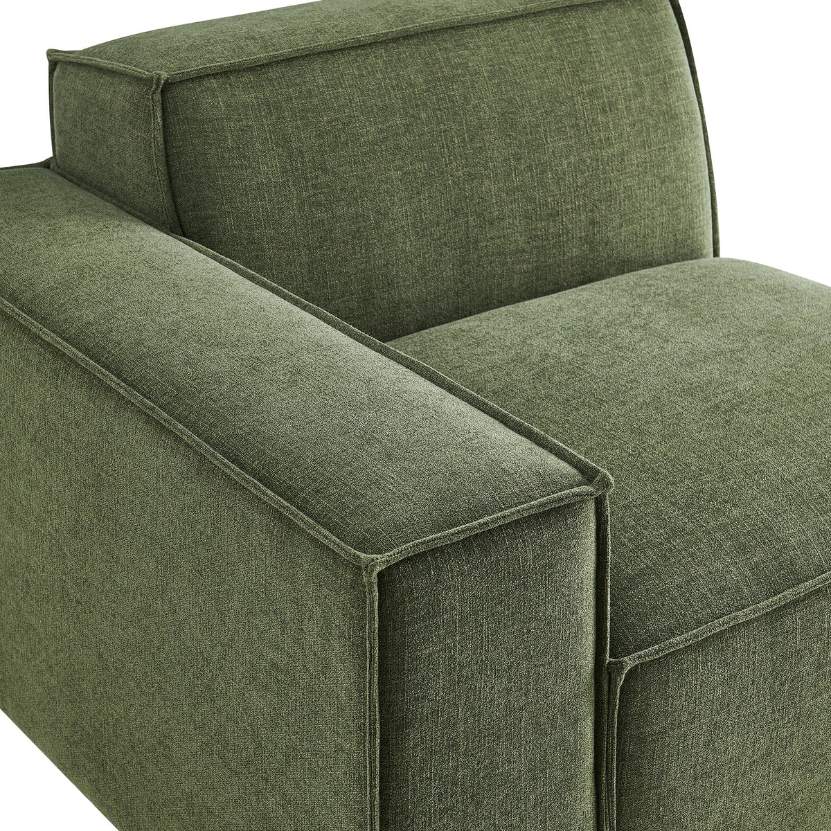 Left-facing modular lounge chair Modway olive-green Restore Performance Fabric with seams on Tampa Home & Garden Store