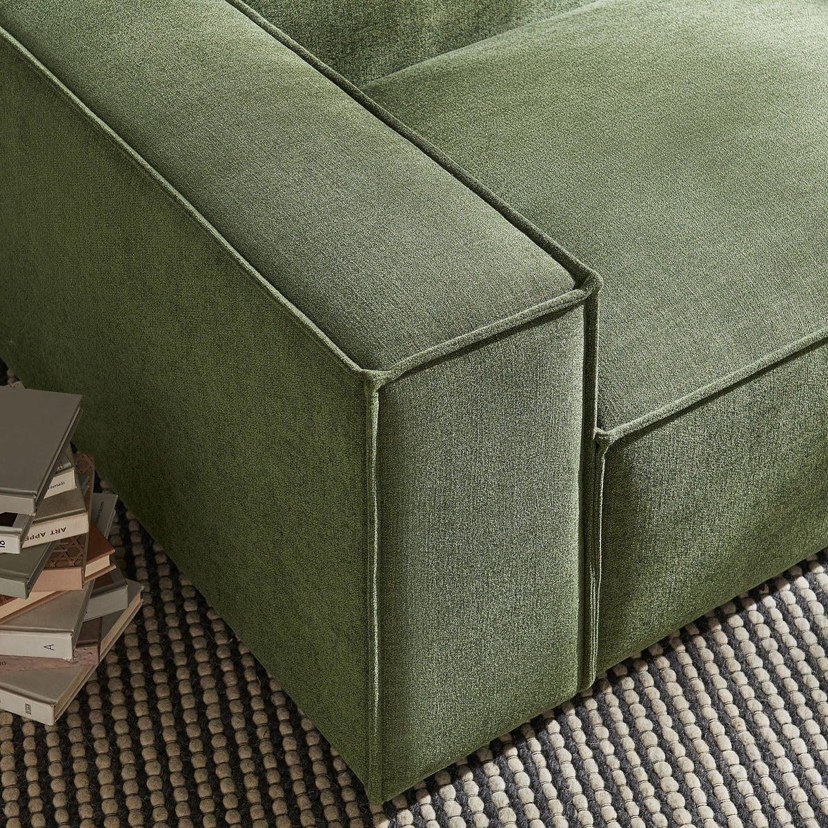 Left-Facing Modular Lounge Chair in olive green Restore Performance fabric by Modway on Tampa Home & Garden Store