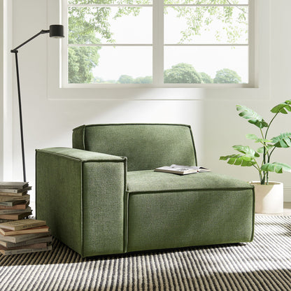 Modway left-facing modular lounge chair in Restore Performance fabric with ottoman, green on Tampa Home & Garden Store