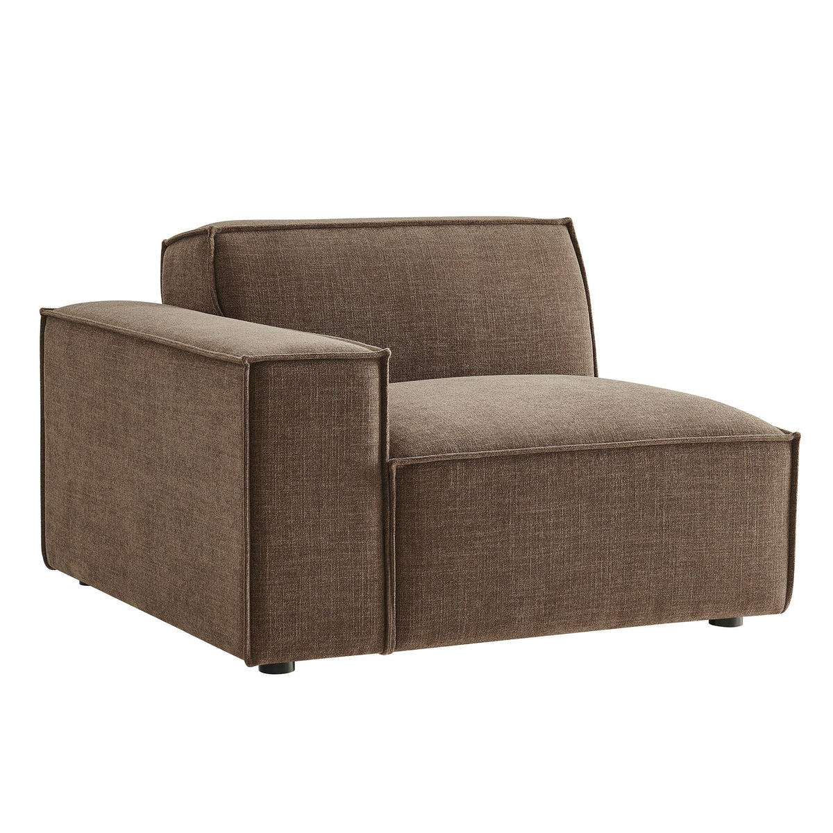 Left-facing modular lounge chair in brown Restore performance fabric by Modway on Tampa Home & Garden Store