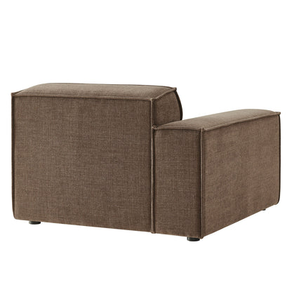 Left-facing modular lounge chair in brown performance fabric, two-piece set HouseOfZazla on Tampa Home & Garden Store