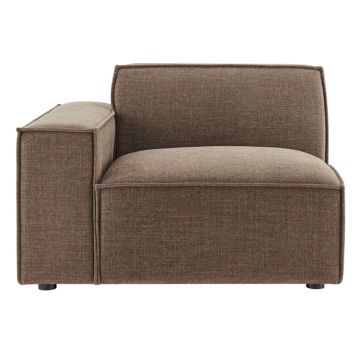 Left-facing modular lounge chair with matching ottoman in brown performance fabric by Modway on Tampa Home & Garden Store