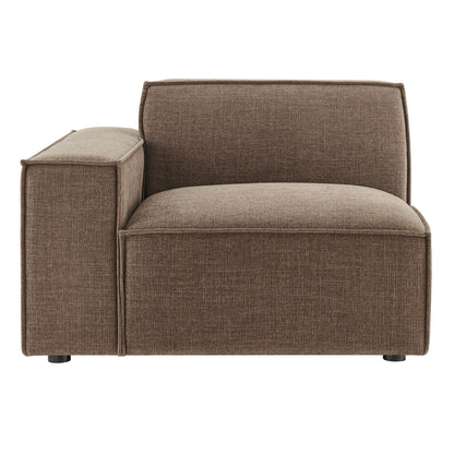 Left-facing modular lounge chair with matching ottoman in brown performance fabric by Modway on Tampa Home & Garden Store