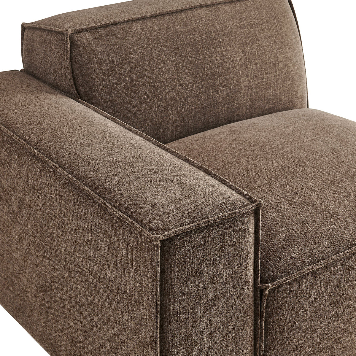 Left-facing modular lounge chair by Modway in brown performance fabric with stitched piping on Tampa Home & Garden Store