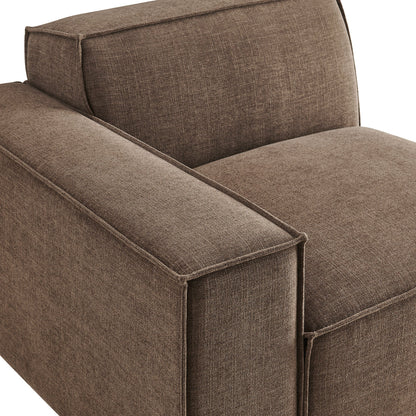 Left-facing modular lounge chair by Modway in brown performance fabric with stitched piping on Tampa Home & Garden Store