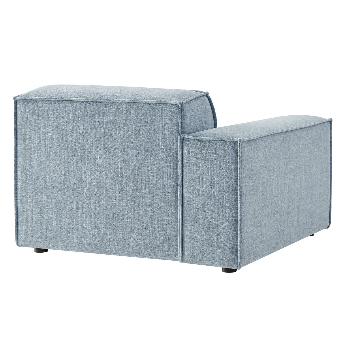 Left-facing modular lounge chair in light blue performance fabric by HouseOfZazla on Tampa Home & Garden Store