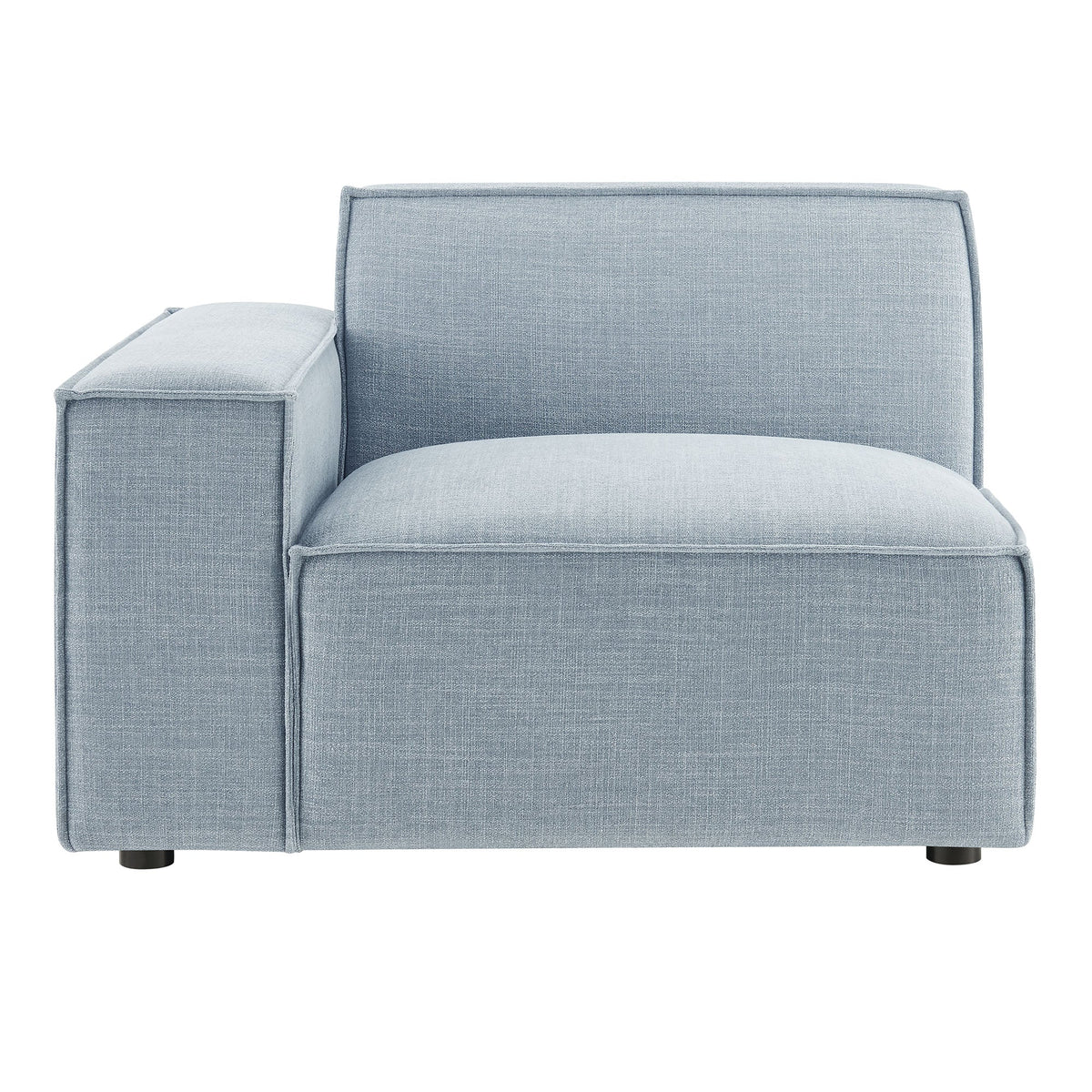 Left-facing modular lounge chair in blue-gray Restore Performance Fabric by Modway on Tampa Home & Garden Store