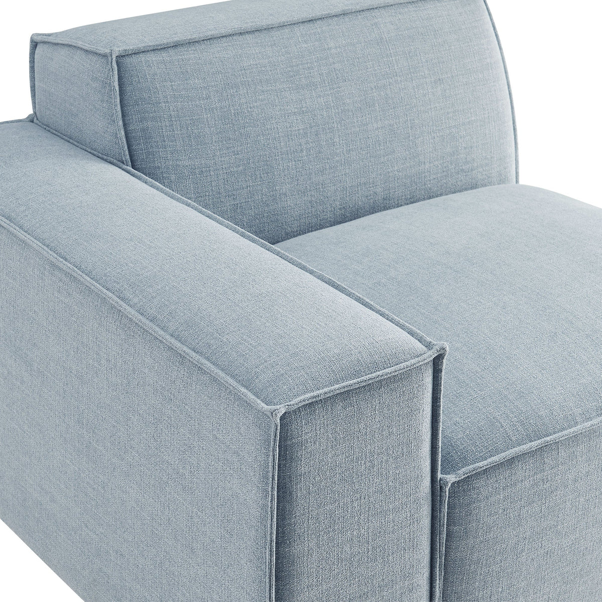 Left-facing modular lounge chair in Restore fabric, light blue upholstery by HouseOfZazla on Tampa Home & Garden Store