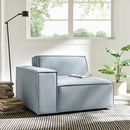Restore Performance fabric left-facing modular lounge chair in blue by Modway with ottoman on Tampa Home & Garden Store