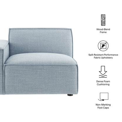 Left-facing modular lounge chair in blue-gray performance fabric upholstery by HouseOfZazla on Tampa Home & Garden Store