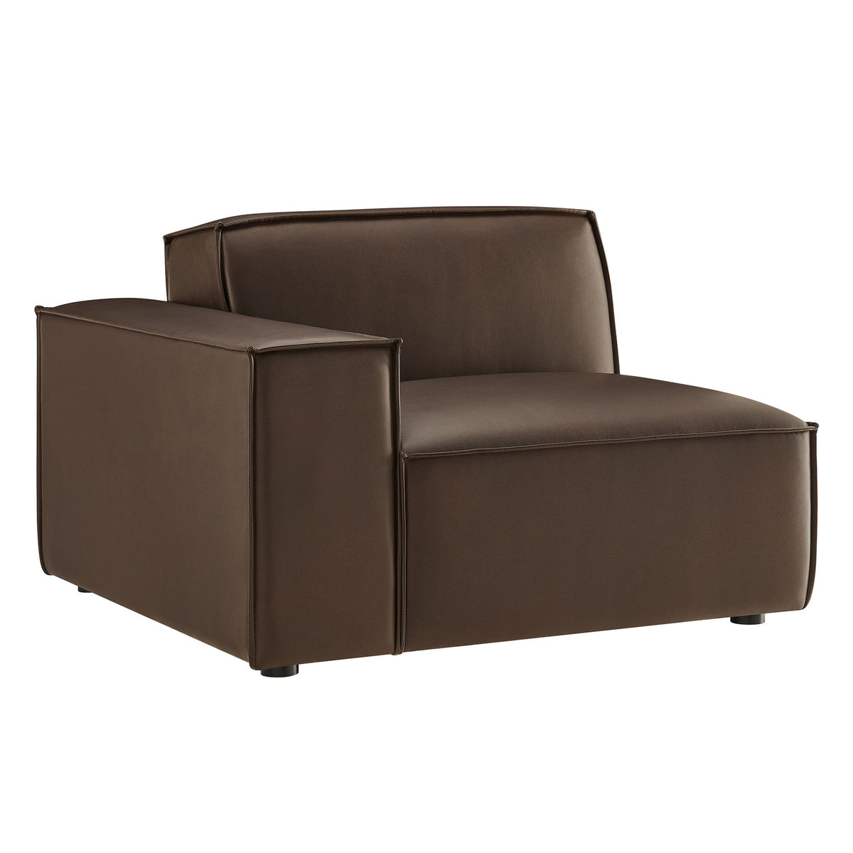 Restore vegan leather left-facing modular lounge chair in brown by Modway on Tampa Home & Garden Store