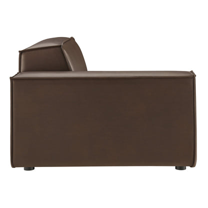 Restore Vegan Leather Left-Facing Modular Lounge Chair in brown with visible stitching by Modway on Tampa Home & Garden Store