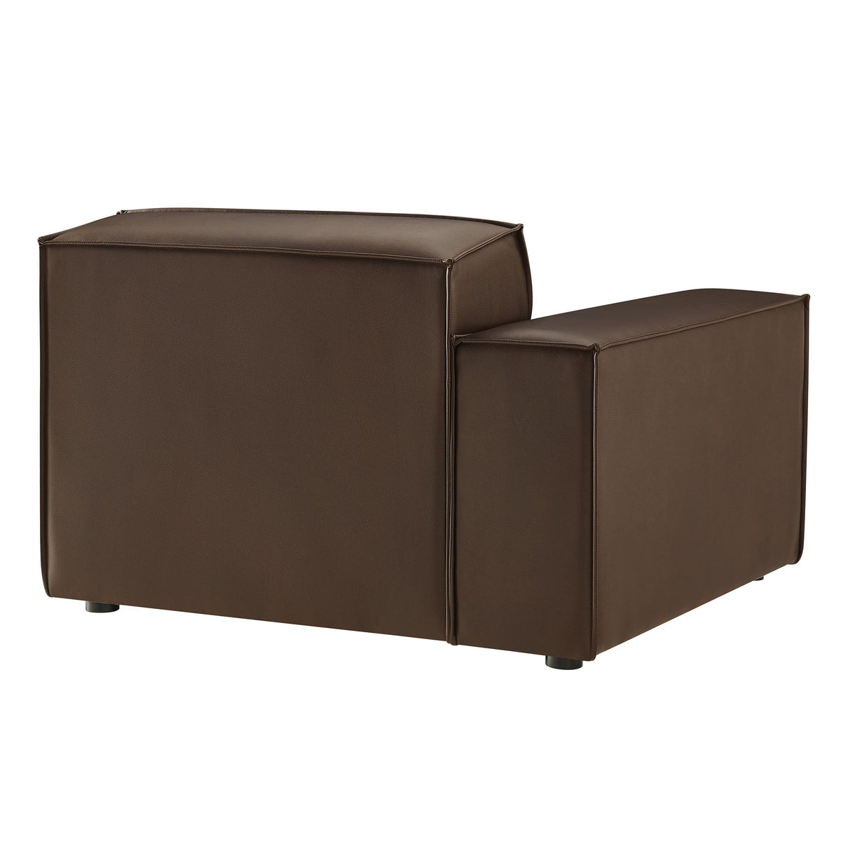 Restore Vegan Leather Left-Facing Modular Lounge Chair in brown with clean stitching by Modway on Tampa Home & Garden Store