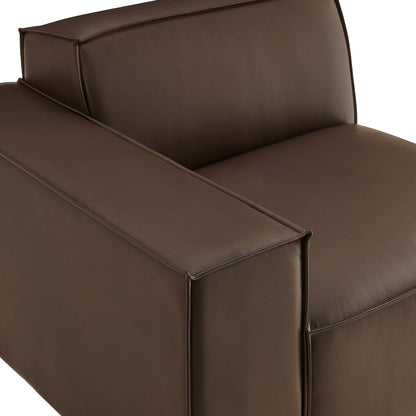 Restore vegan leather left-facing modular lounge chair brown with stitched panels on Tampa Home & Garden Store