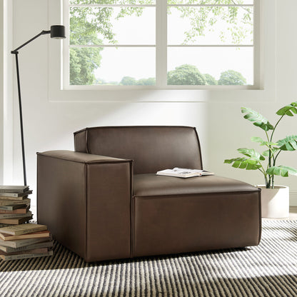 Restore vegan leather left-facing modular lounge chair dark brown by HouseOfZazla on Tampa Home & Garden Store