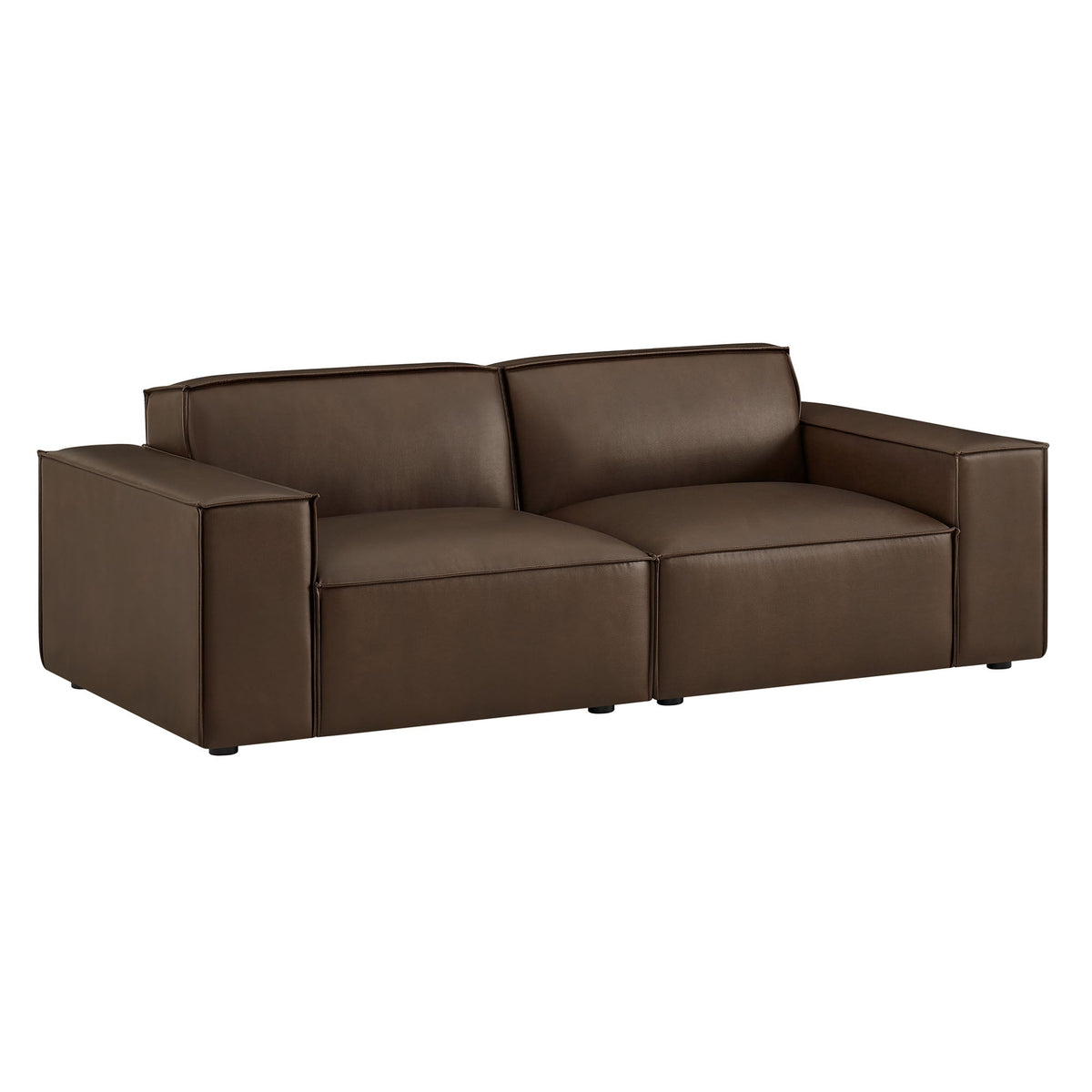 Restore 2-Piece vegan leather modular loveseat by Modway Espresso/Toast with square arms on Tampa Home & Garden Store
