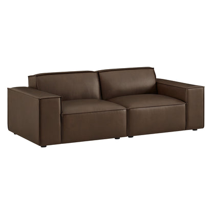 Restore 2-Piece vegan leather modular loveseat by Modway Espresso/Toast with square arms on Tampa Home & Garden Store