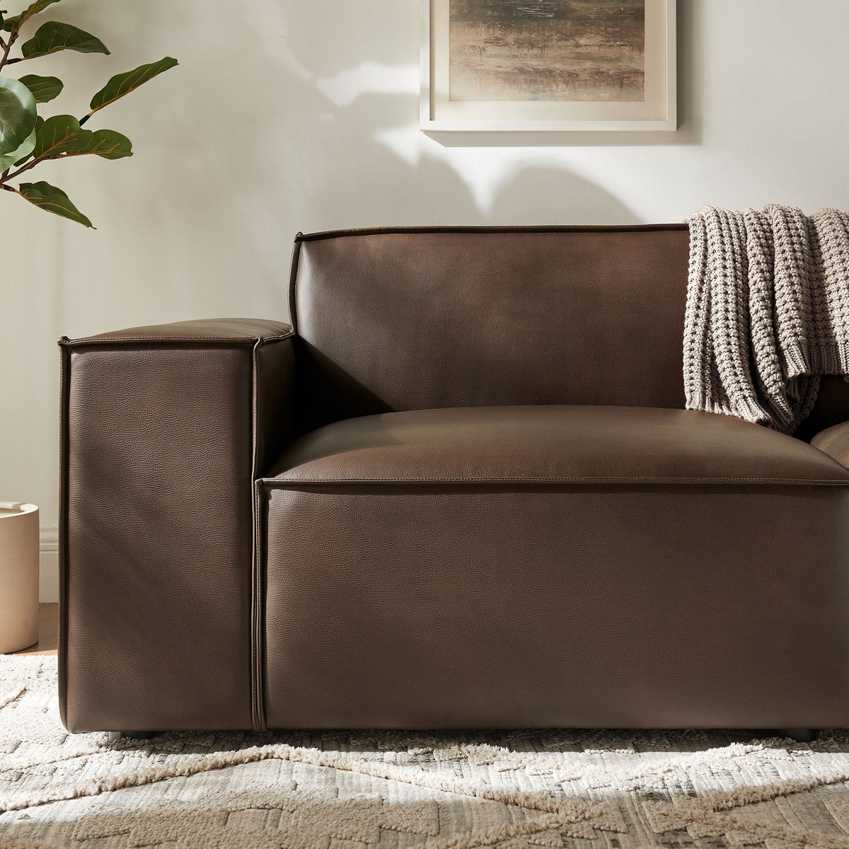 Restore 2-Piece Vegan Leather Modular Loveseat by Modway, espresso/toast; brown sofa on Tampa Home & Garden Store