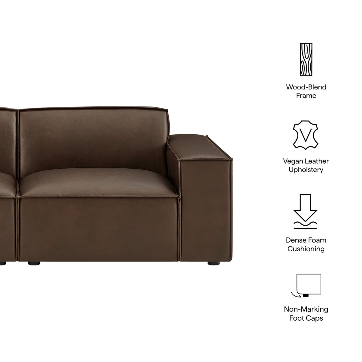 Restore 2-Piece Vegan Leather Modular Loveseat Espresso/Toast upholstery by Modway on Tampa Home & Garden Store