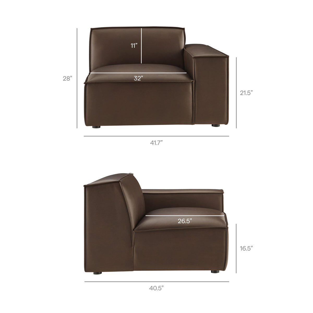 Restore 2-Piece Vegan Leather Modular Loveseat by Modway in espresso/toast brown on Tampa Home & Garden Store