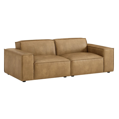 Restore 2-Piece vegan leather modular loveseat in tan by Modway on Tampa Home & Garden Store