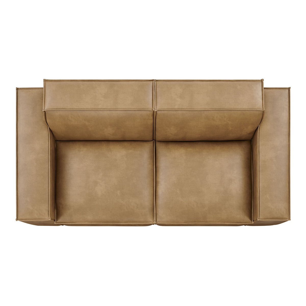 Restore 2-Piece vegan leather modular loveseat espresso/toast by Modway, tan cushions on Tampa Home & Garden Store