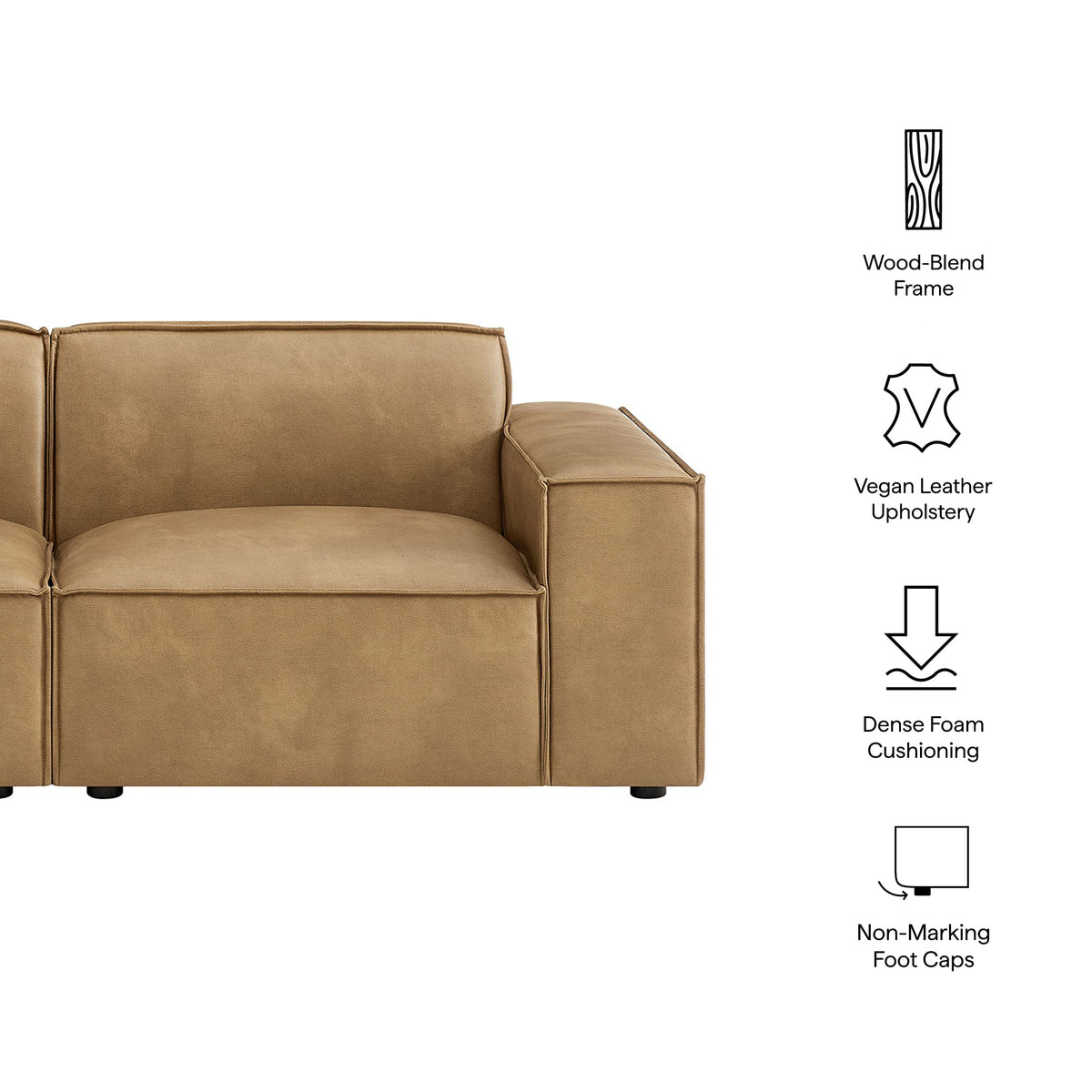 Restore 2-Piece vegan leather modular loveseat by Modway in espresso toast tan, two-seat on Tampa Home & Garden Store