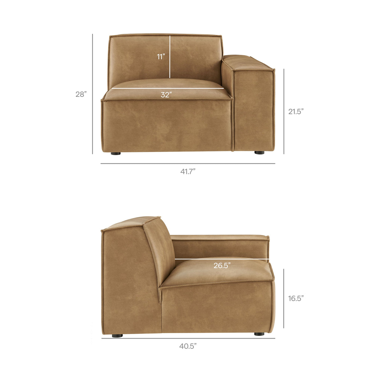 Restore 2-Piece Vegan Leather Modular Loveseat Espresso/Toast by Modway, HouseOfZazla on Tampa Home & Garden Store