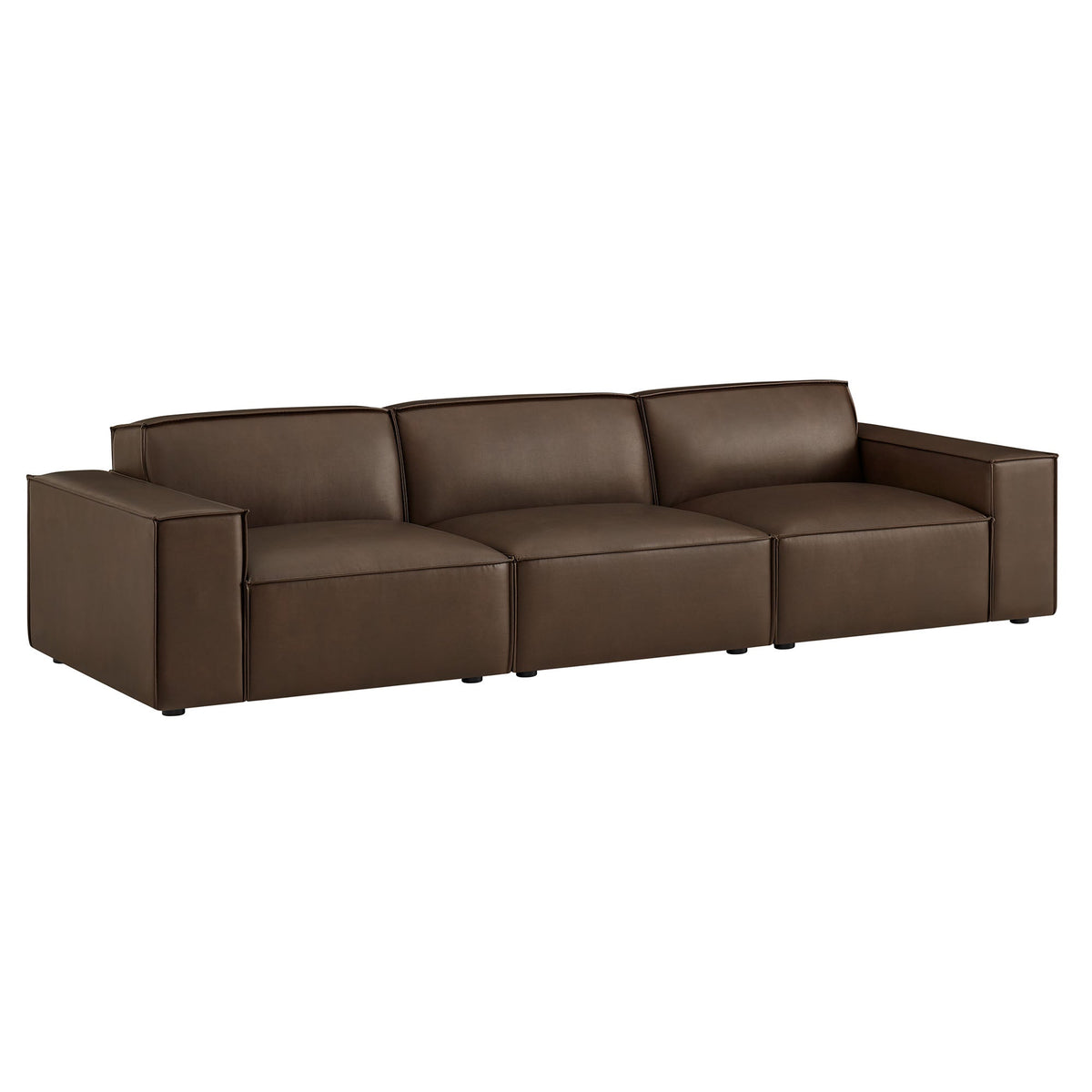 Restore 3-Piece vegan leather modular sofa set by Modway, brown leather sectional on Tampa Home & Garden Store
