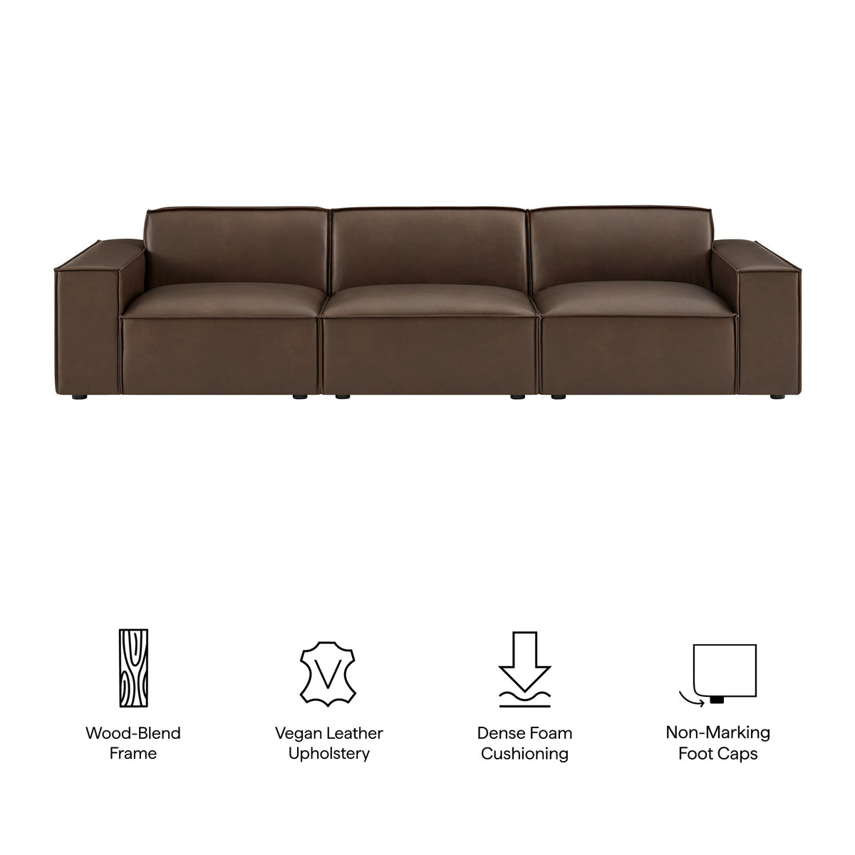 Restore 3-Piece vegan leather modular sofa set in dark brown 3-seat by HouseOfZazla on Tampa Home & Garden Store