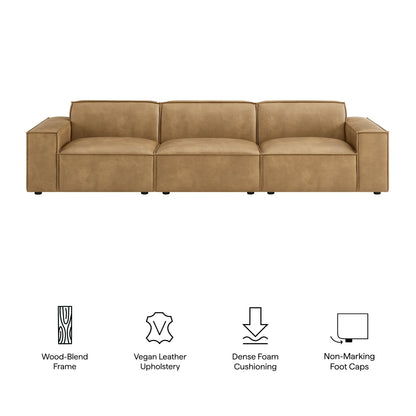 Restore 3-piece vegan leather modular sofa set by Modway in tan wood-blend frame on Tampa Home & Garden Store