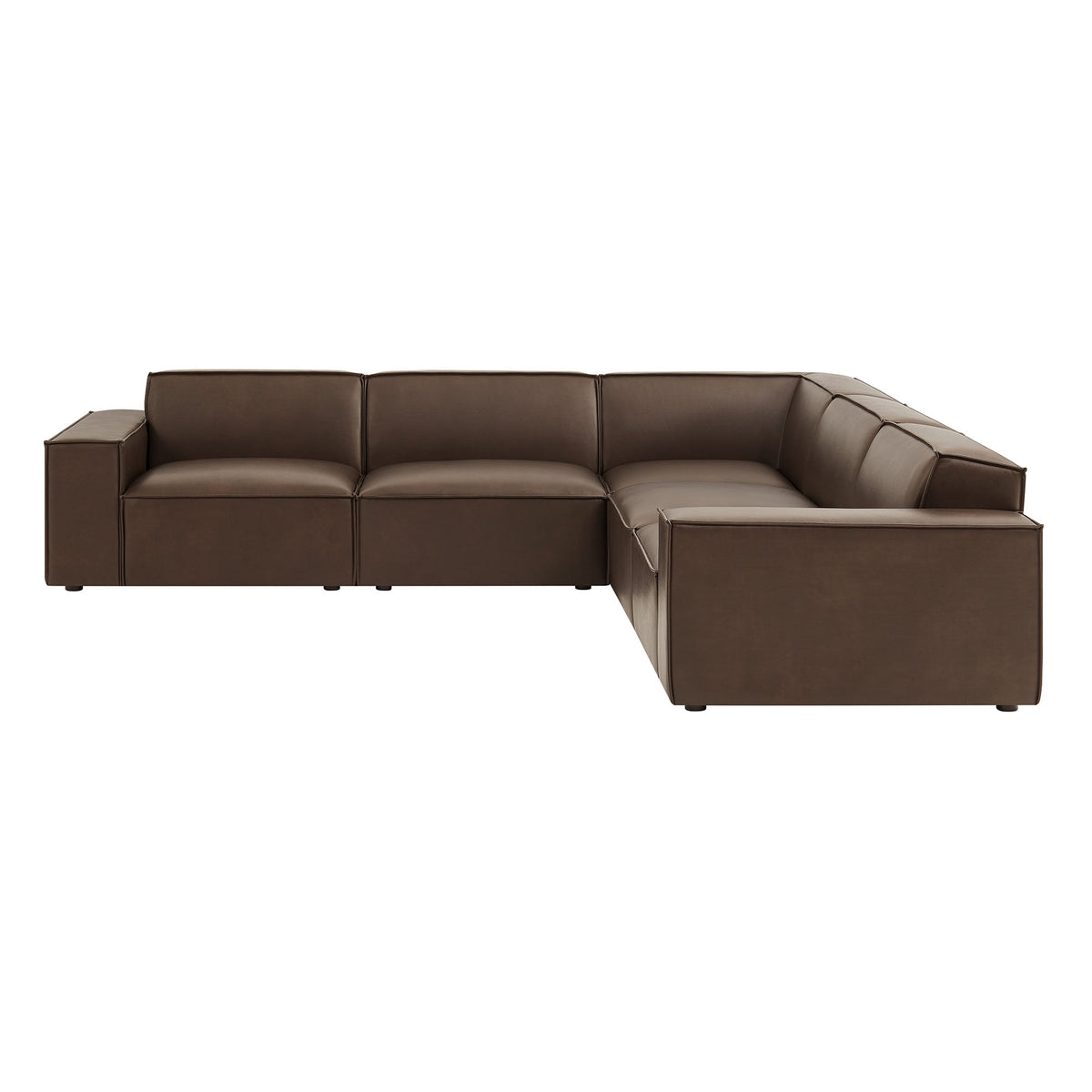 Restore 5-Piece vegan leather modular L-shaped sofa in brown, sectional with individual modules on Tampa Home & Garden Store
