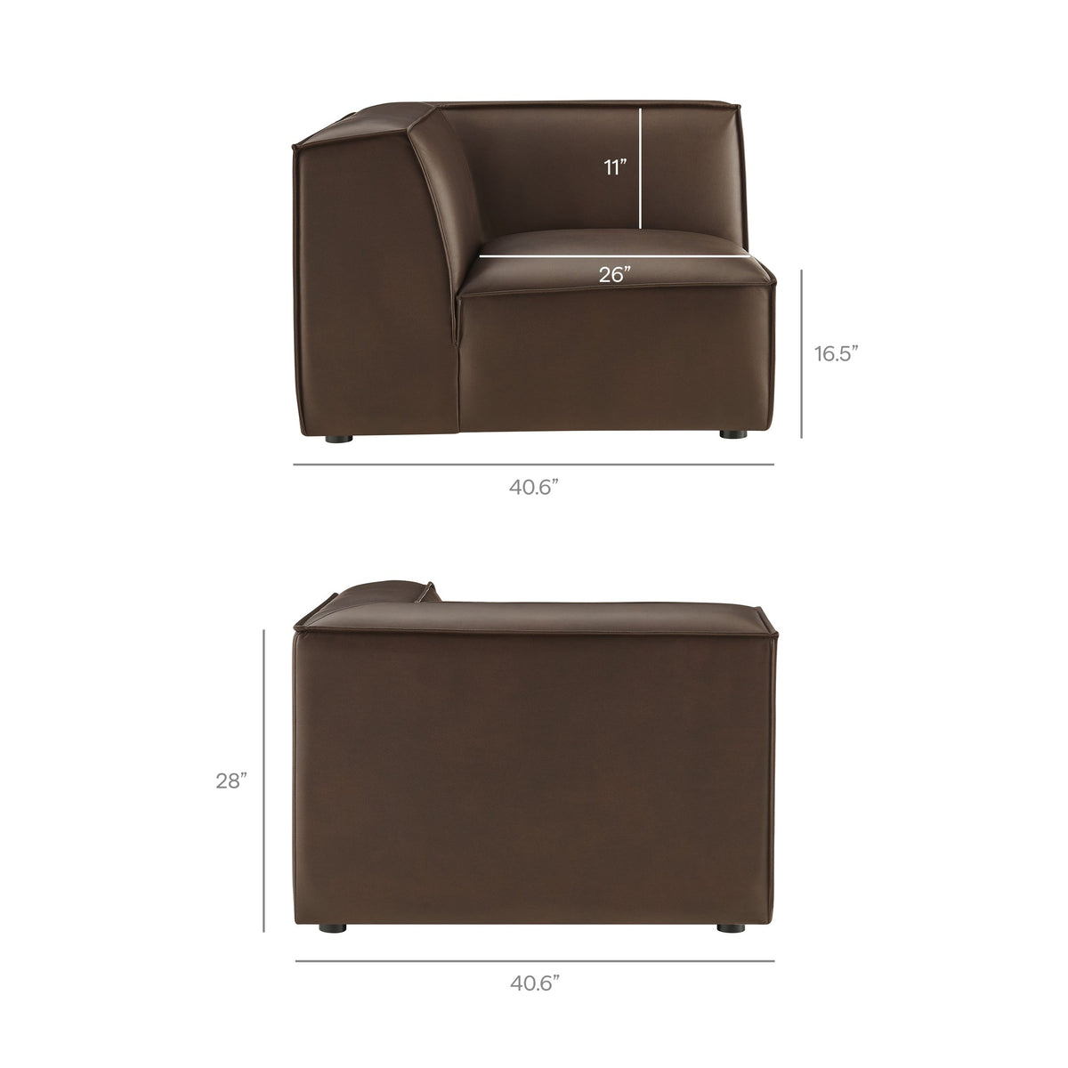 Restore 5-Piece vegan leather modular L-shaped sofa in brown by Modway on Tampa Home & Garden Store