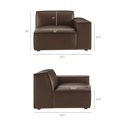 Restore 5-Piece vegan leather modular L-shaped sofa by Modway in rich brown upholstery on Tampa Home & Garden Store