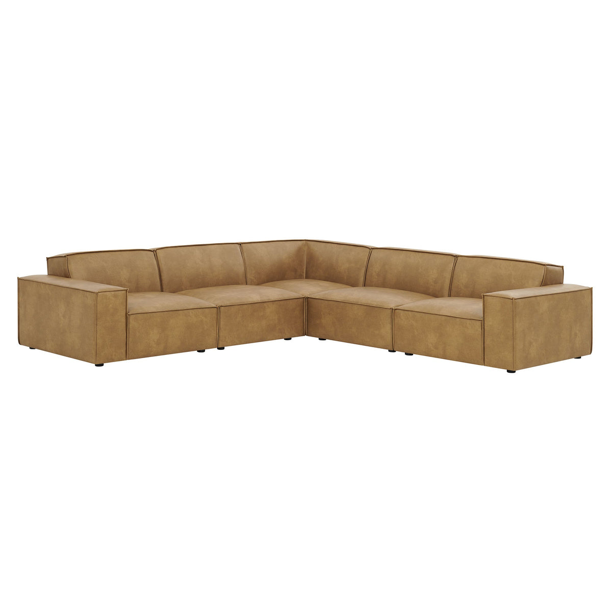 Restore 5-Piece vegan leather modular L-shaped sofa sectional in tan on Tampa Home & Garden Store