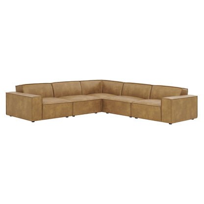Restore 5-Piece vegan leather modular L-shaped sofa sectional in tan on Tampa Home & Garden Store