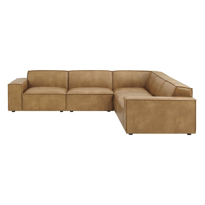 Restore 5-Piece vegan leather modular L-shaped sofa tan with chaise by Modway, HouseOfZazla on Tampa Home & Garden Store