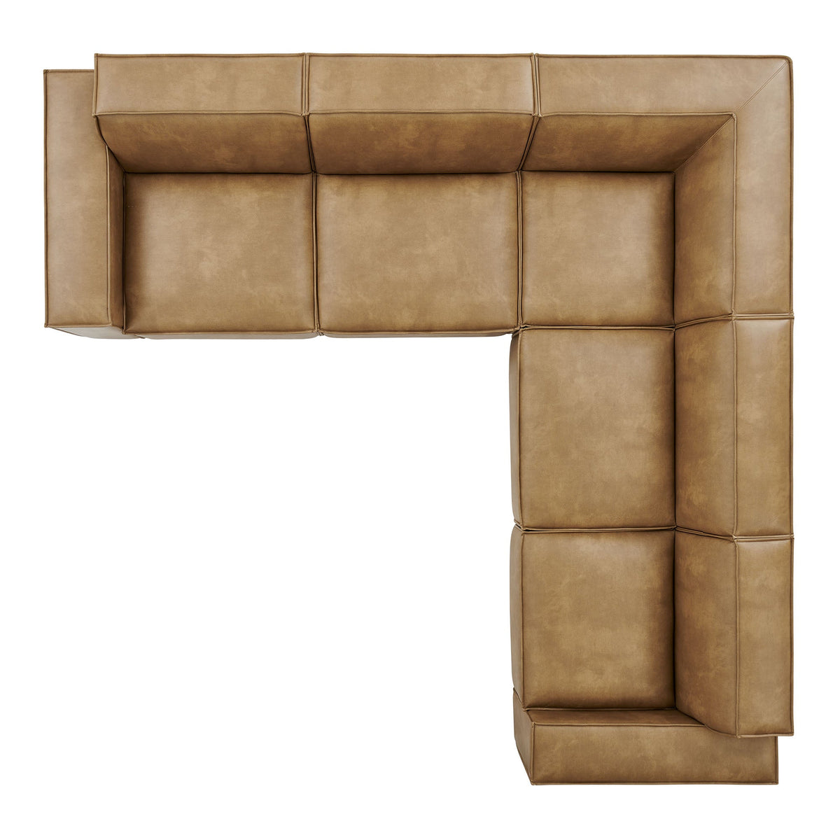 Restore 5-Piece Vegan Leather Modular L-Shaped Sofa tan brown corner sectional on Tampa Home & Garden Store