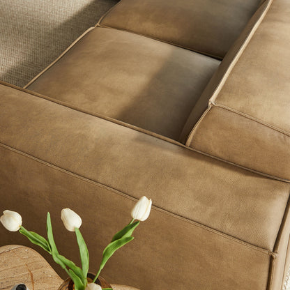Restore 5-Piece Vegan Leather Modular L-Shaped Sofa by Modway in tan, modular sectional on Tampa Home & Garden Store