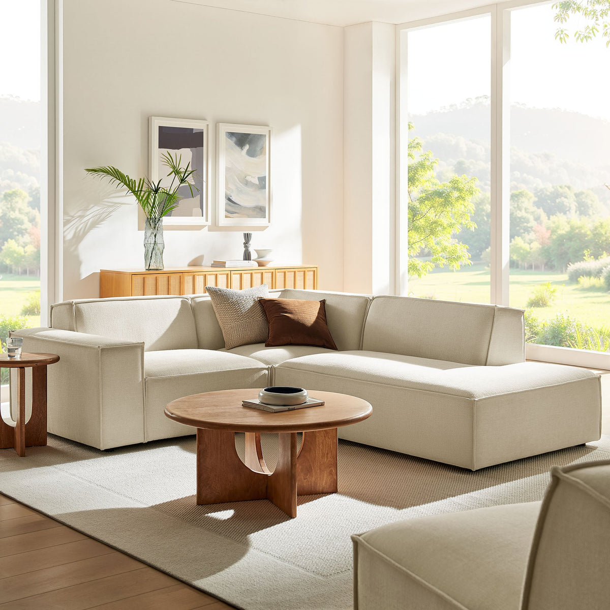 Modway Restore 3-Piece Performance Fabric Modular L-Shaped Sectional Sofa in ecru on Tampa Home & Garden Store