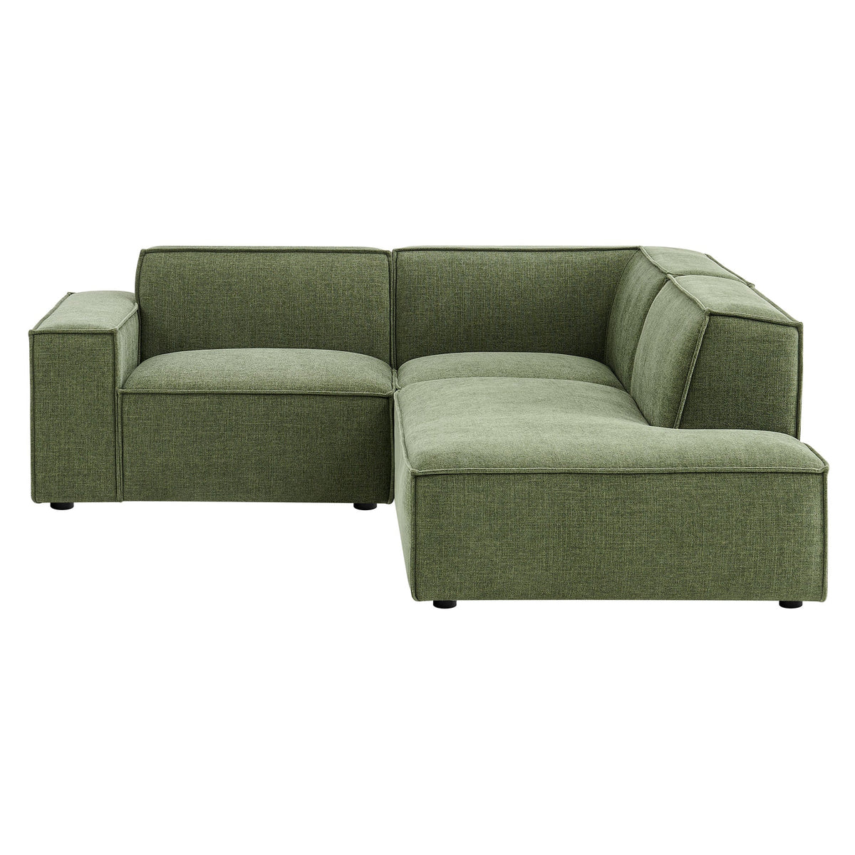 Modway Restore 3-Piece modular L-shaped sectional sofa in foliage green with chaise on Tampa Home & Garden Store