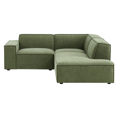 Modway Restore 3-Piece modular L-shaped sectional sofa in foliage green with chaise on Tampa Home & Garden Store