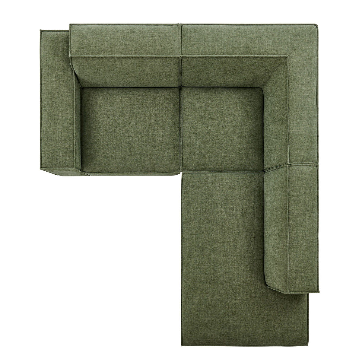 3-Piece modular L-shaped sectional sofa in olive green performance fabric with piped edges on Tampa Home & Garden Store